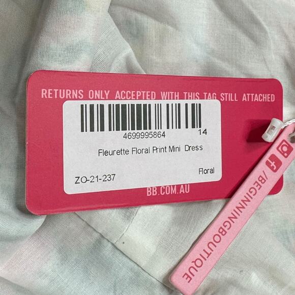 Beginning Boutique Dress Womens 10 Pink Fleurette Floral‎ Mini Slip Babydoll NWT - Picture 8 of 10